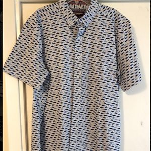 Men's Johnston & Murphy Shark Print Shirt Sz. M